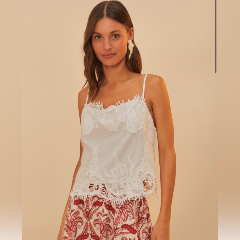 Farm Rio NWT Off-White White Lace Cami Top